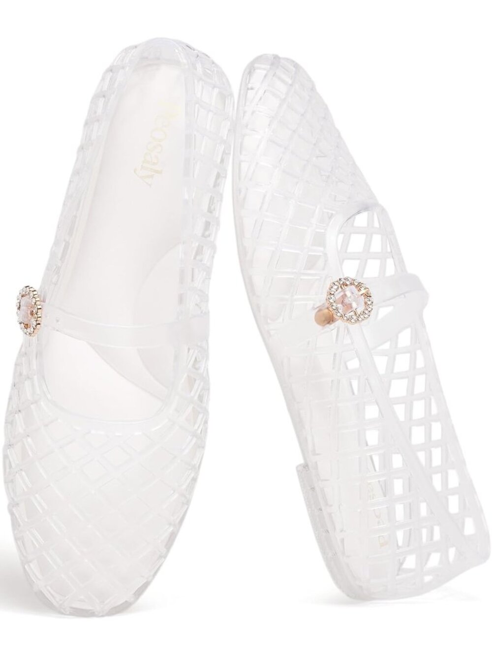 Women's Mary Jan Clear Comfortable Slip On Pointed Toe Jelly Flats Casual Shoes